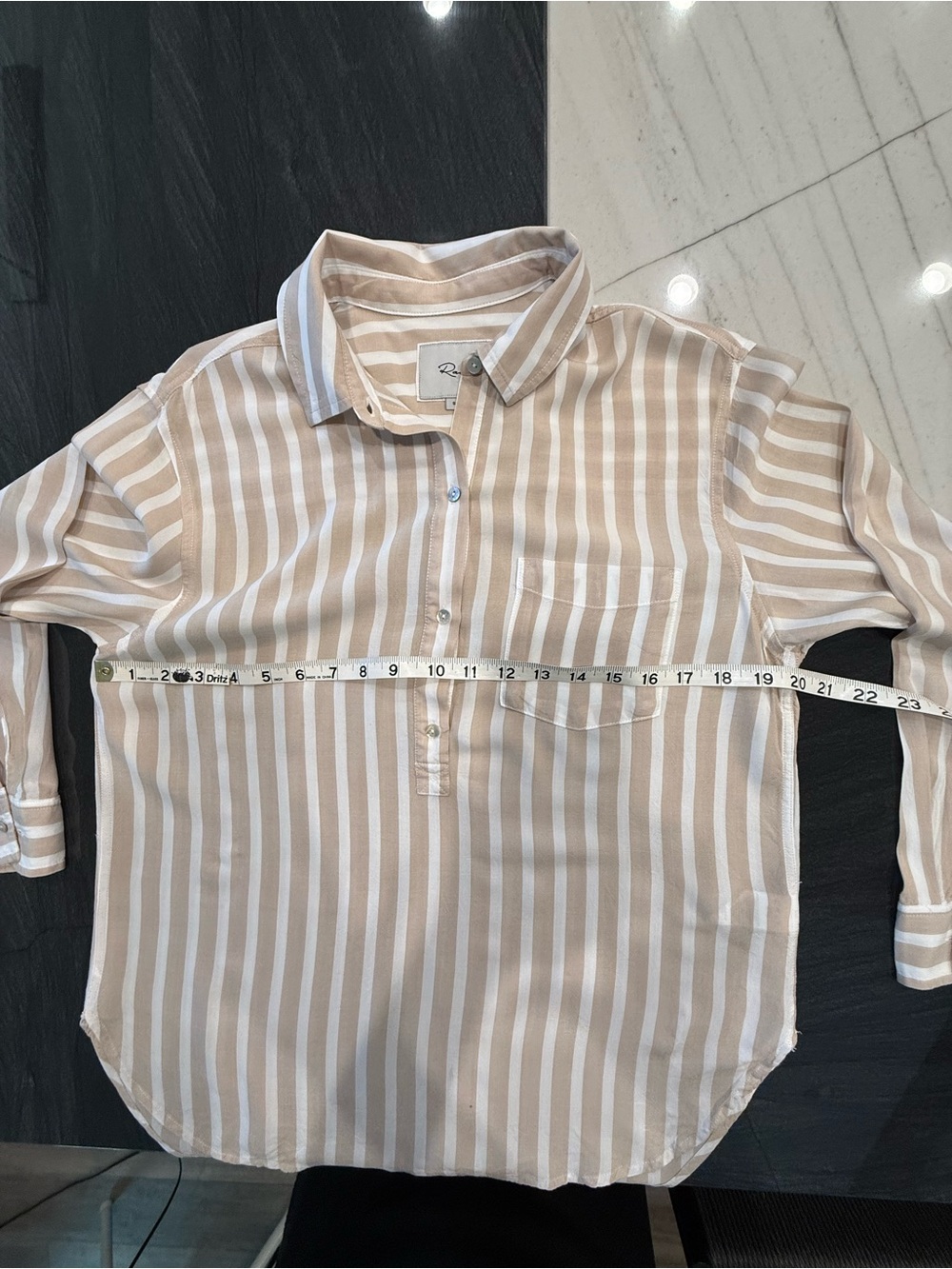 Rails Beige and White Striped Button-Front Shirt - Picture 5 of 9